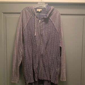 Oli & Hali Women's Heathered Deep Purple with black Hooded Jacket